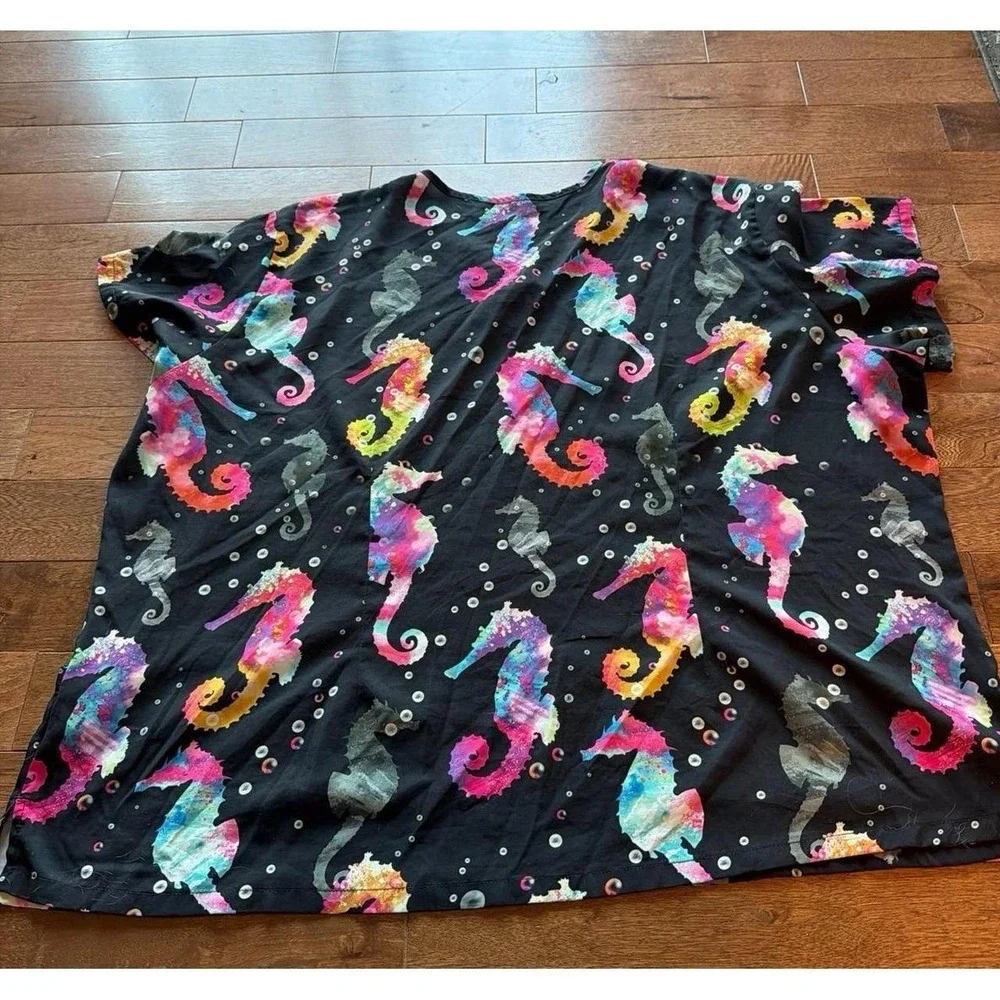 Butter Soft Originals Seahorse Scrubs Top 4X